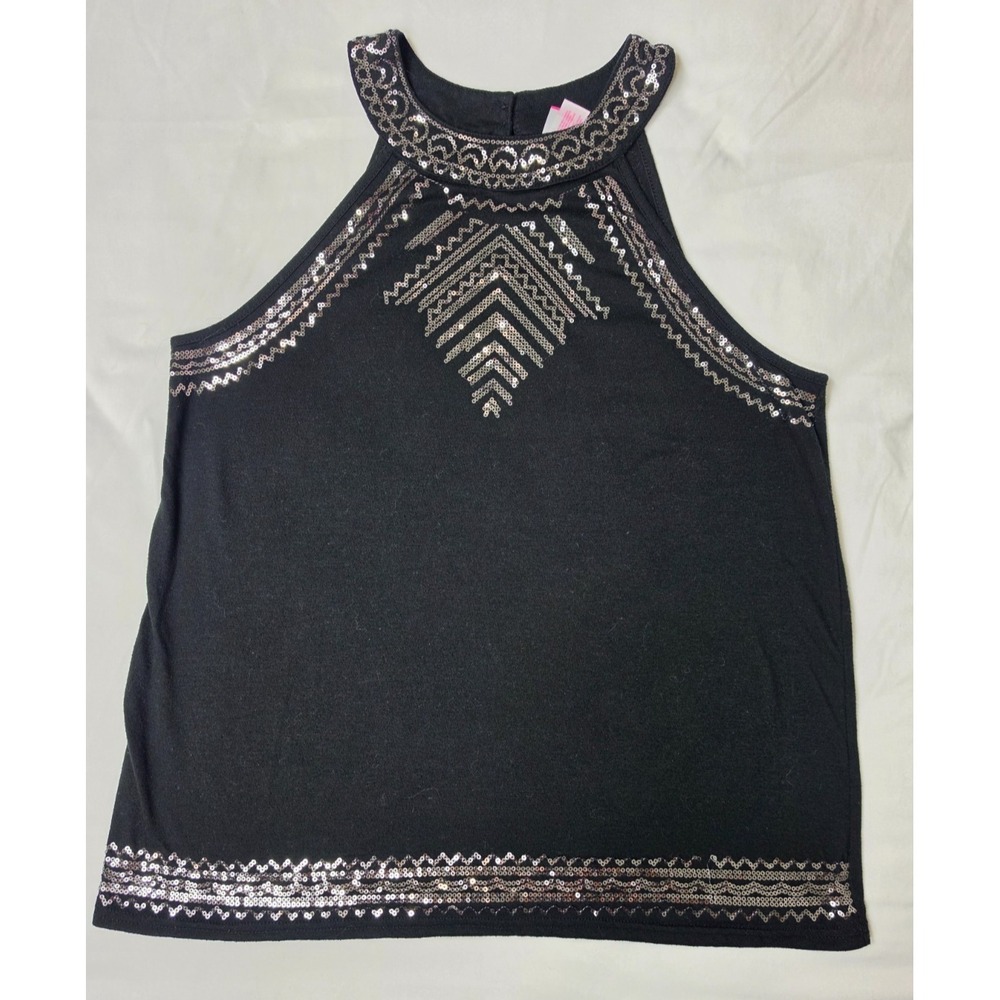 No Boundaries Y2K Black Sequin Halter Top Juniors L 11-13 Party Going Out